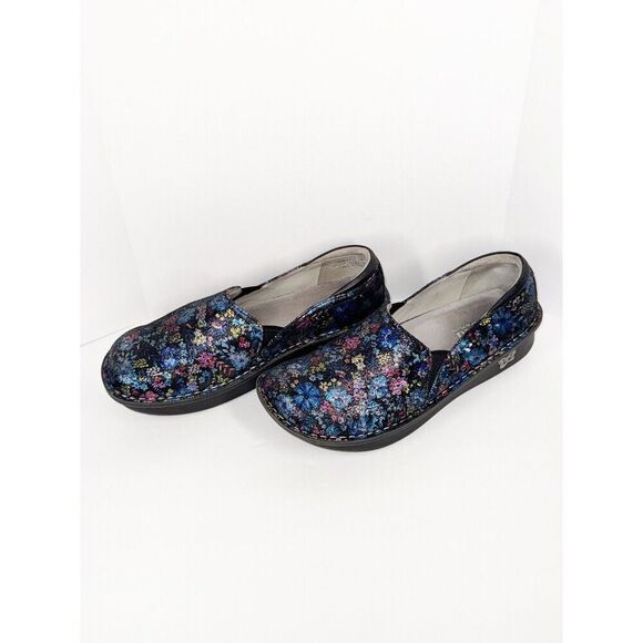 Alegria Shoes Leather SlipOn Loafer Debra Metallic Floral Comfort Nurse 39/9-9.5 - Picture 6 of 16